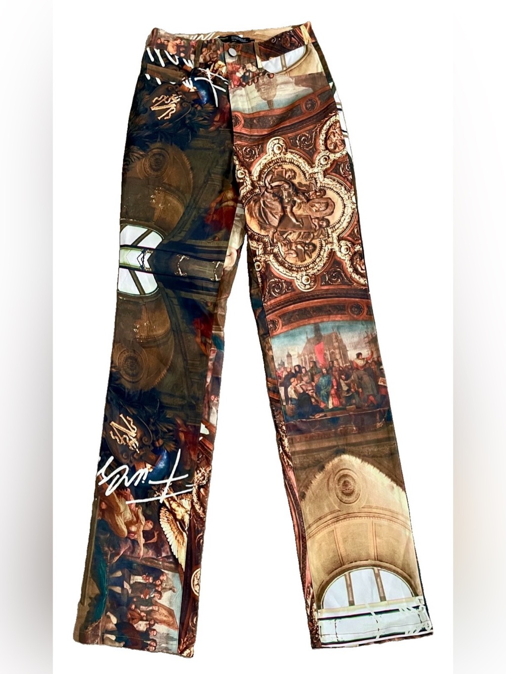 FINESSE Baroque Renaissance Italian Art Print Casual Pants Size XS